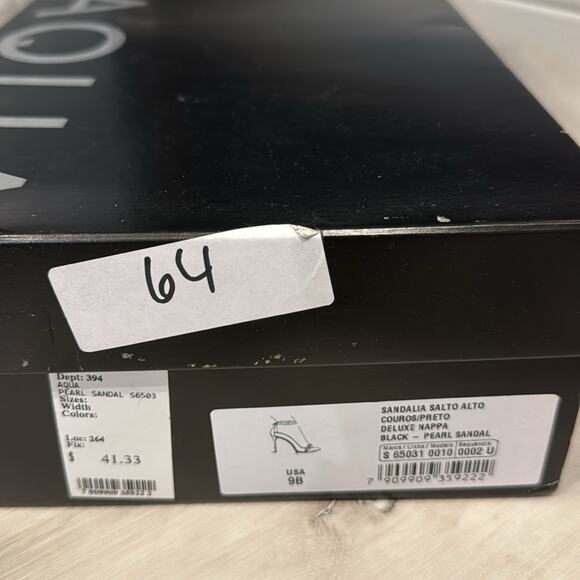 Aqua NWT Deluxe Nappa Black Pearl Ankle Strap Sandal. - Picture 2 of 8